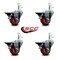 Service Caster 3'' Red Poly Swivel 7/16'' Grip Ring Stem Caster Set with Brake, 4PK SCC-GR20S314-PPUB-RED-PLB-716138-4 - alternate 3